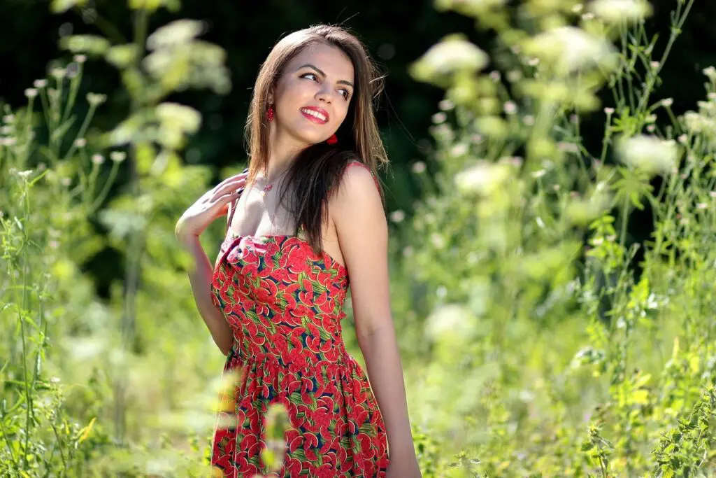 woman outside smiling