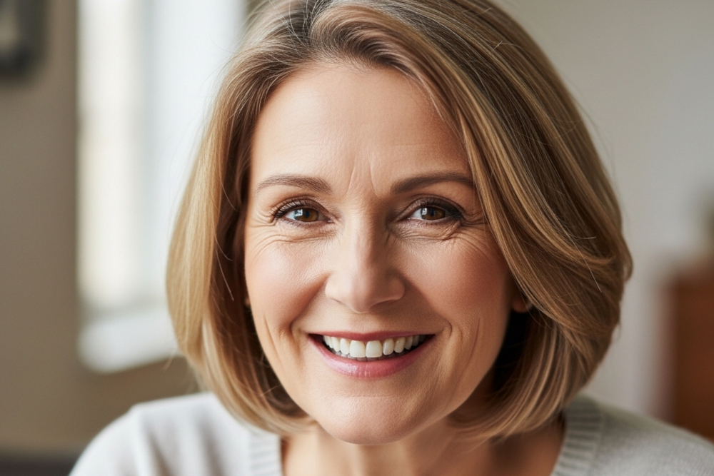 smiling middle aged woman
