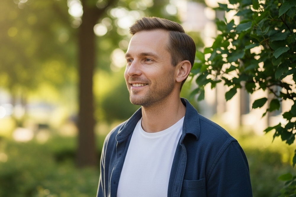 smiling man outdoors
